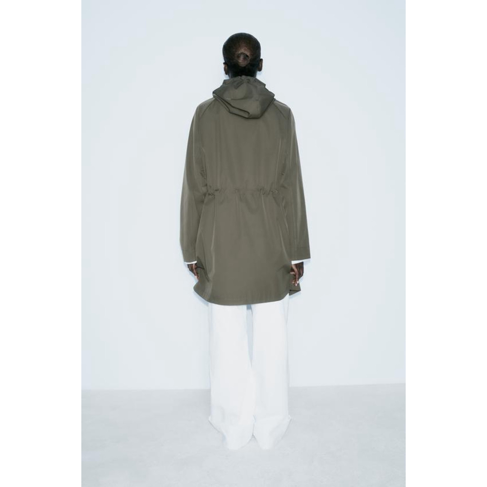 Women's Zara Technical Effect Fabric Long Jacket Size M - Picture 4 of 9